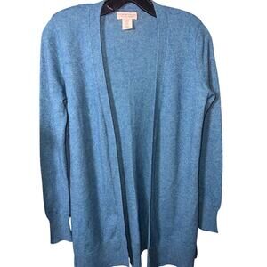 Adrienne Vittadini 100% Cashmere Open Cardigan Blue Size S